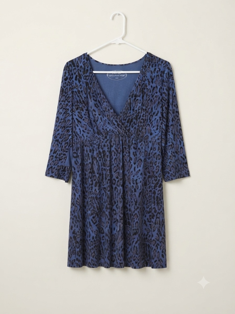 Soma Live Lounge Wear Blue Leopard Print V-Neck Dress Size Large